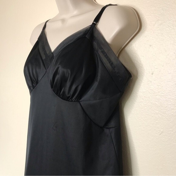 Vintage 1960s Vanity Fair Black Full Slip Adjustable Strap Chiffon Trim Women 38 - Picture 3 of 14